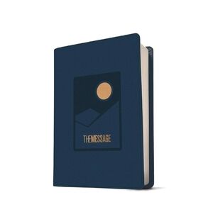 The Message Deluxe Bible Large Print Leather Look Midnight Blue Gold Petersen